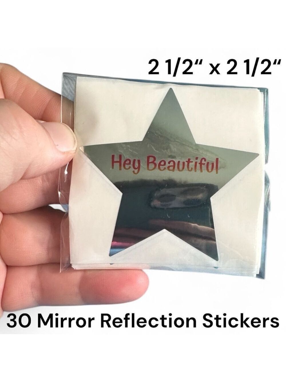 30 Silver Star Mirror Stickers 2 1/2“ x 2 1/2“
